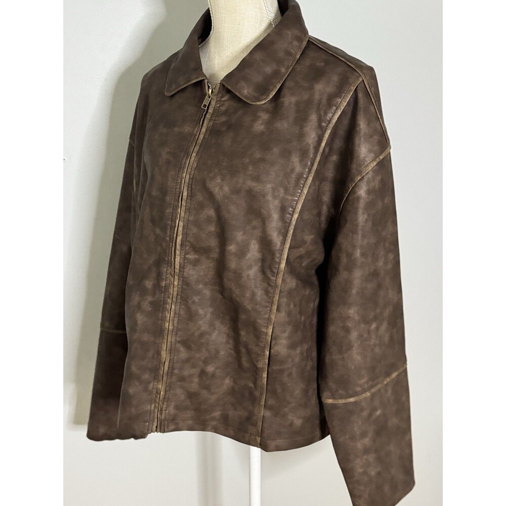 NEW Edikted Oversized Washed Faux Leather Jacket Size XL - Picture 2 of 10